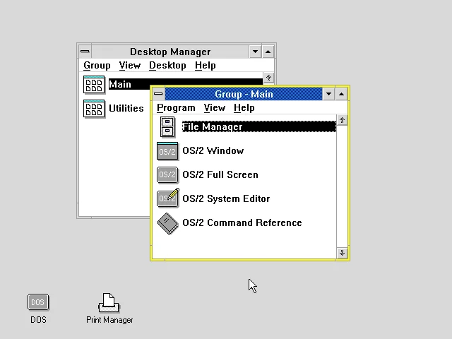 Screenshot of Microsoft OS 2 showing a Mac like desktop